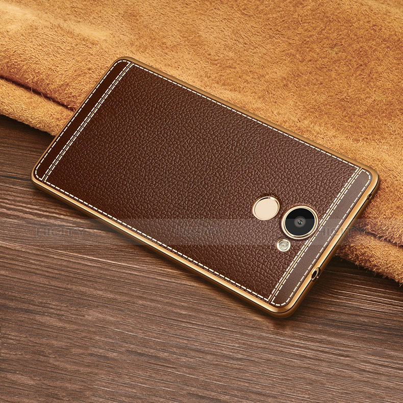 Funda Silicona Goma de Cuero para Huawei Y7 Prime Marron