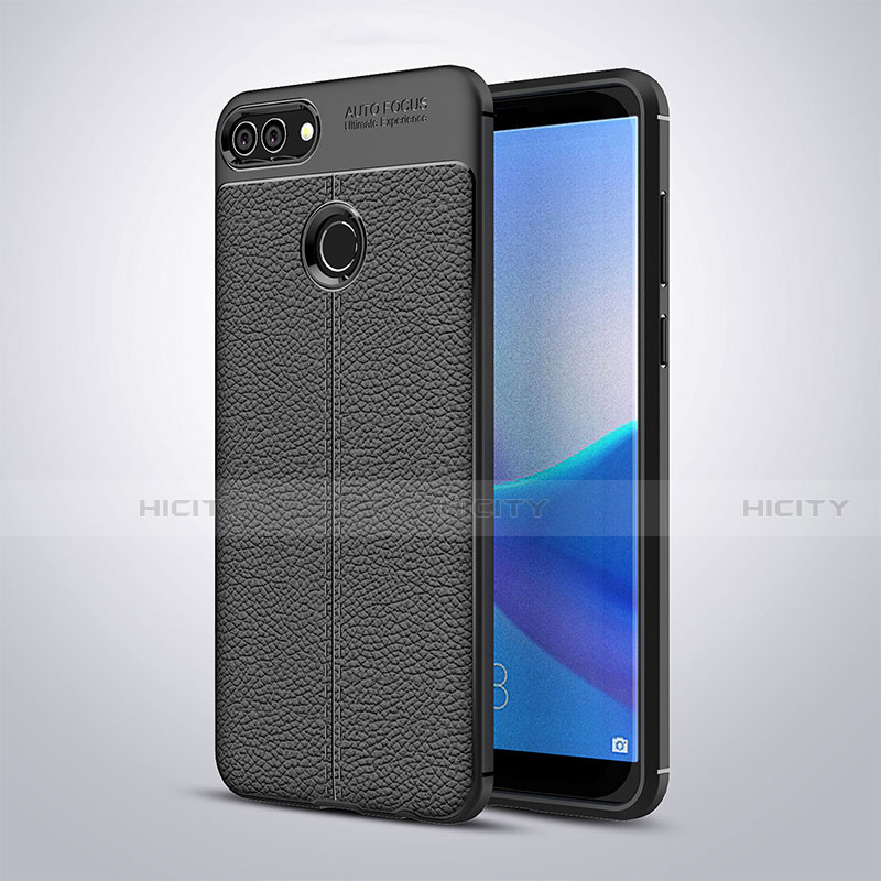 Funda Silicona Goma de Cuero para Huawei Y9 (2018) Negro