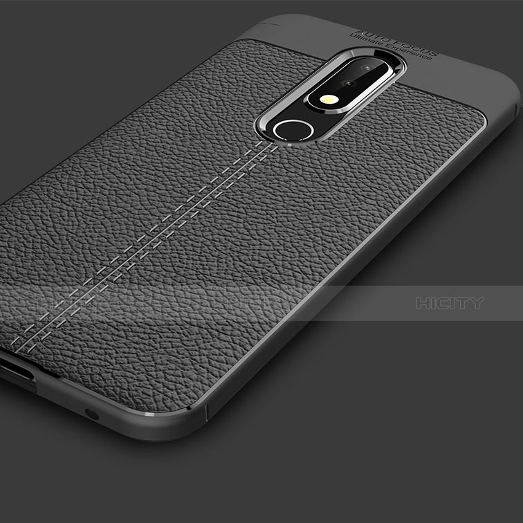 Funda Silicona Goma de Cuero para Nokia X6 Negro