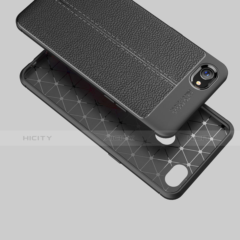 Funda Silicona Goma de Cuero para Oppo A3 Negro