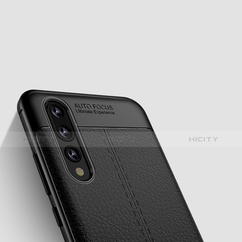 Funda Silicona Goma de Cuero Q01 para Huawei P20 Pro Negro