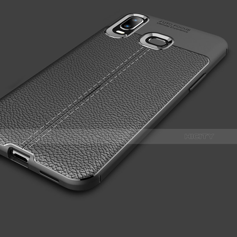 Funda Silicona Goma de Cuero Q01 para Samsung Galaxy A6s Negro