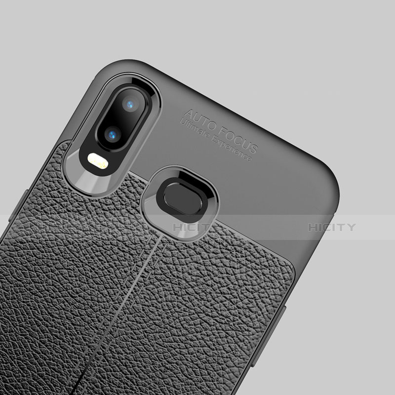 Funda Silicona Goma de Cuero Q01 para Samsung Galaxy A6s Negro