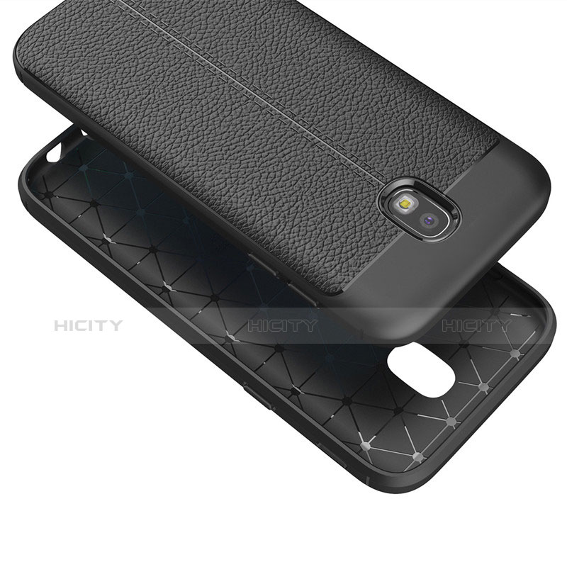 Funda Silicona Goma de Cuero Q01 para Samsung Galaxy J7 (2017) Duos J730F Negro