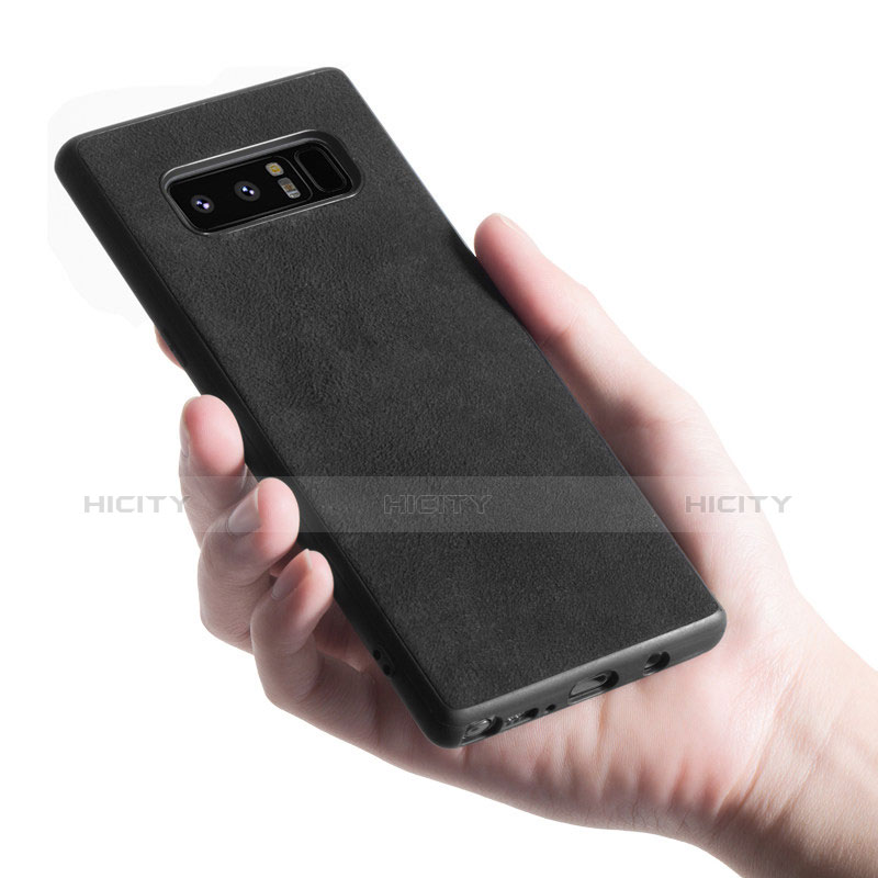 Funda Silicona Goma de Cuero Q01 para Samsung Galaxy Note 8 Negro