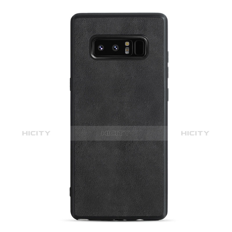 Funda Silicona Goma de Cuero R05 para Samsung Galaxy Note 8 Duos N950F Negro