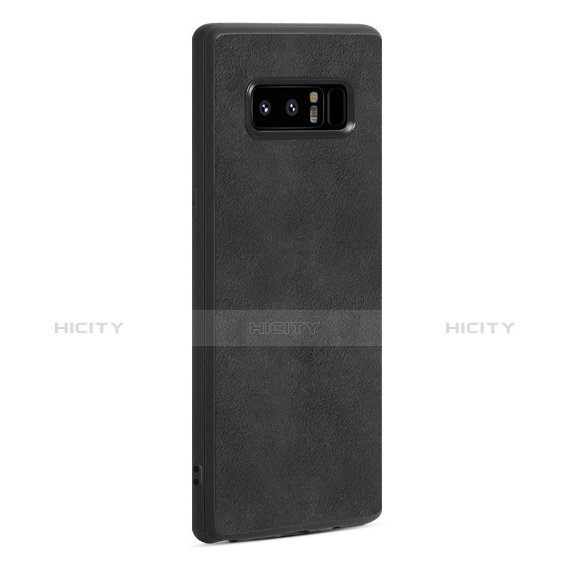 Funda Silicona Goma de Cuero R05 para Samsung Galaxy Note 8 Duos N950F Negro