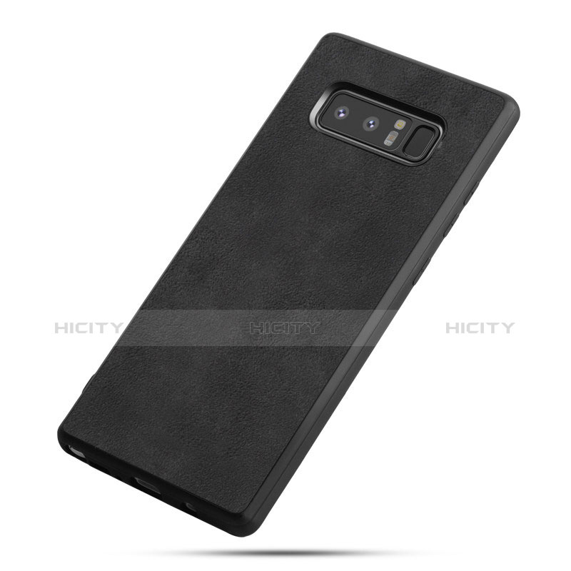 Funda Silicona Goma de Cuero R05 para Samsung Galaxy Note 8 Duos N950F Negro