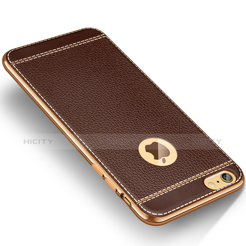 Funda Silicona Goma de Cuero W01 para Apple iPhone 6S Plus Marron