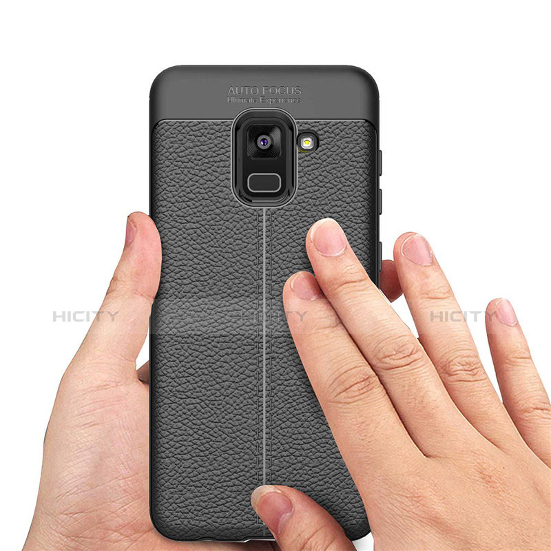 Funda Silicona Goma de Cuero W01 para Samsung Galaxy A5 (2018) A530F Negro