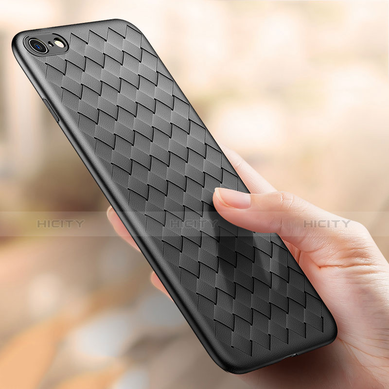 Funda Silicona Goma de Cuero W02 para Apple iPhone 6 Plus Negro