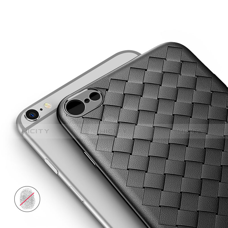 Funda Silicona Goma de Cuero W02 para Apple iPhone 6S Plus Negro