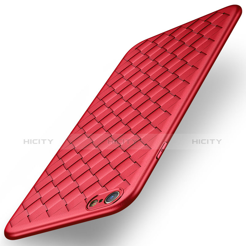 Funda Silicona Goma de Cuero W02 para Apple iPhone 6S Plus Rojo