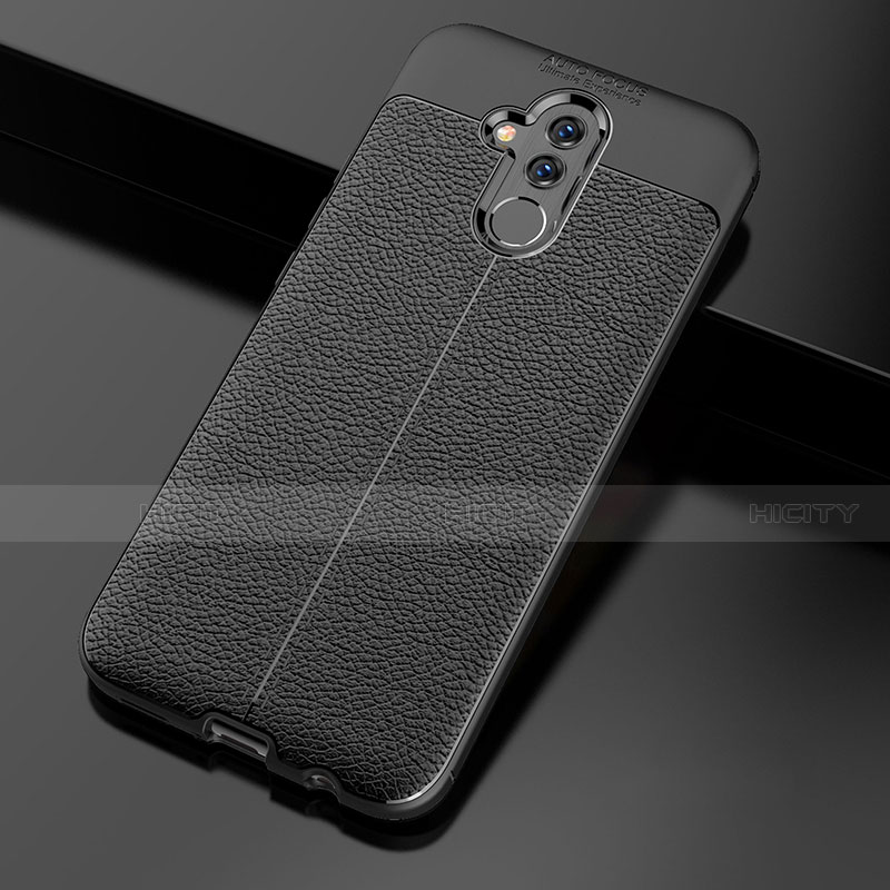 Funda Silicona Goma de Cuero W03 para Huawei Mate 20 Lite Negro