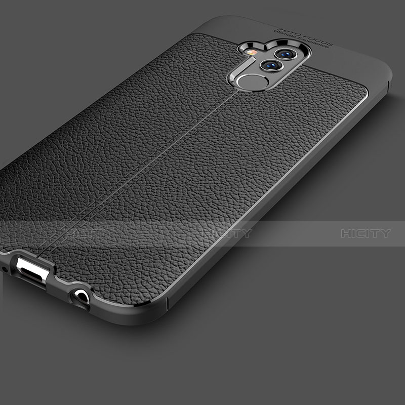 Funda Silicona Goma de Cuero W03 para Huawei Mate 20 Lite Negro