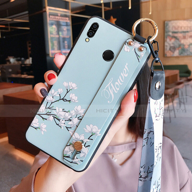 Funda Silicona Goma Flores para Huawei Honor View 10 Lite Cian