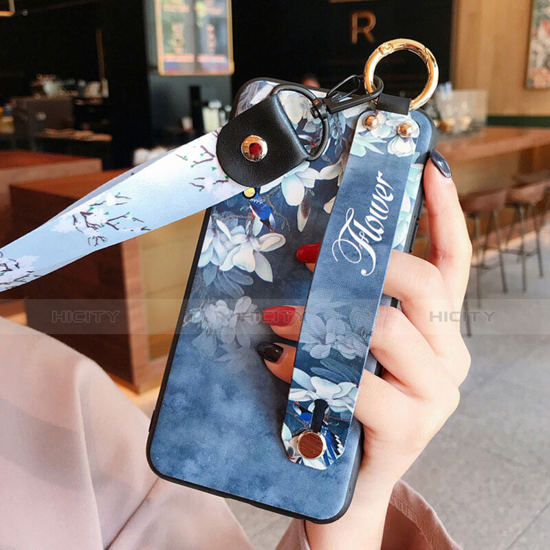 Funda Silicona Goma Flores para Huawei P20 Pro Azul