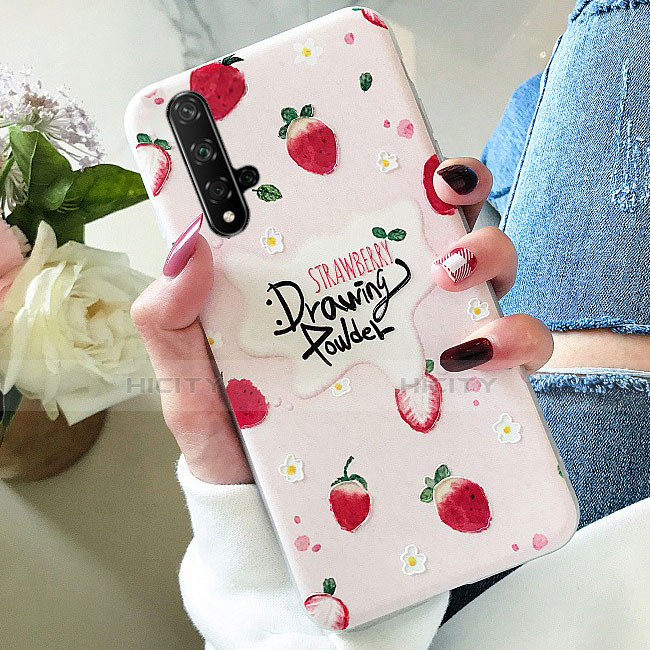 Funda Silicona Goma Fruta Carcasa para Huawei Nova 5T Rosa