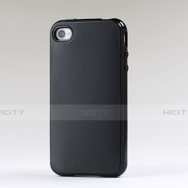 Funda Silicona Goma para Apple iPhone 4 Negro