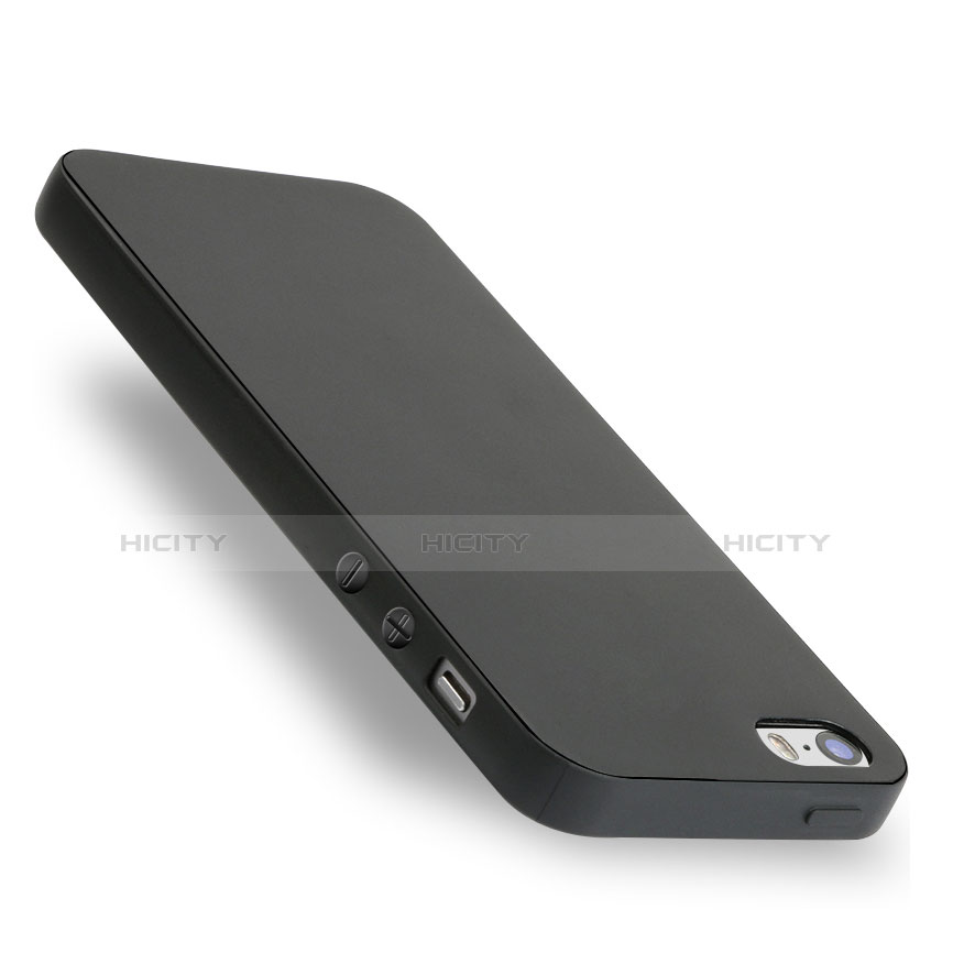 Funda Silicona Goma para Apple iPhone 5S Negro