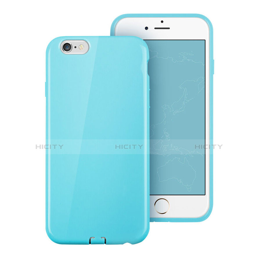 Funda Silicona Goma para Apple iPhone 6 Azul Cielo