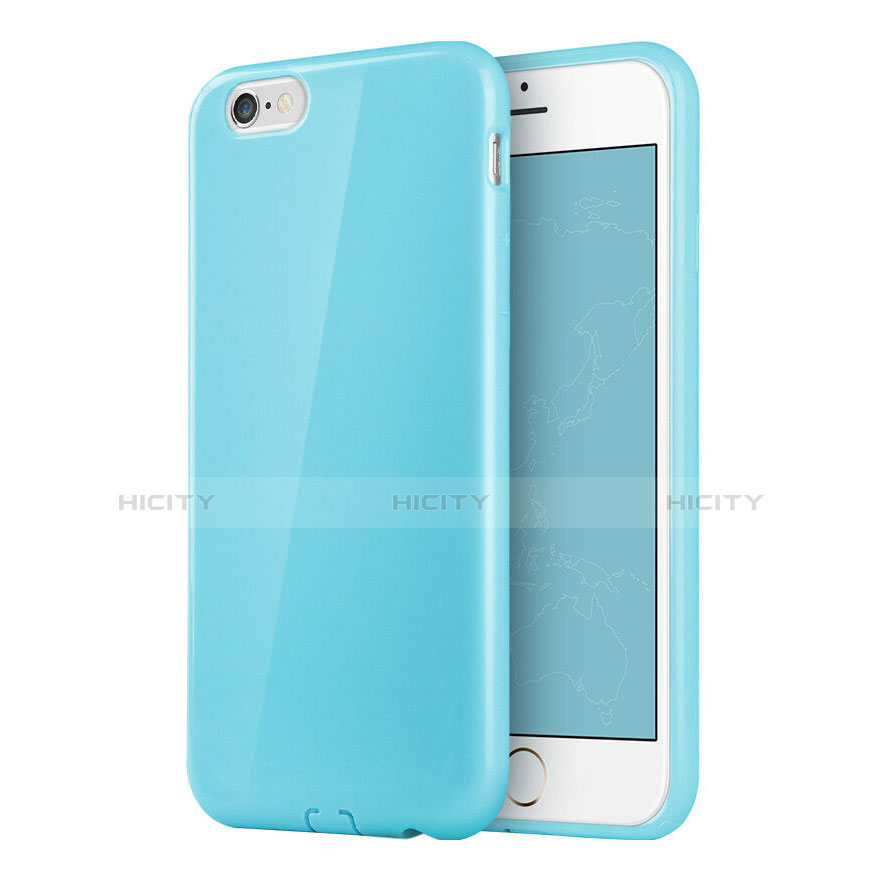 Funda Silicona Goma para Apple iPhone 6 Azul Cielo