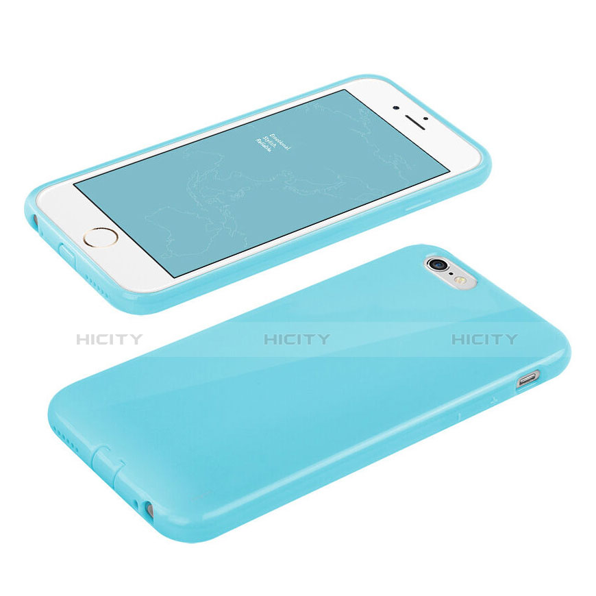 Funda Silicona Goma para Apple iPhone 6 Azul Cielo