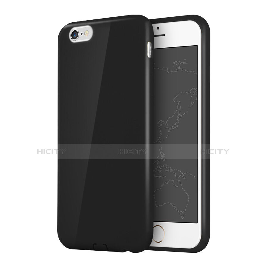 Funda Silicona Goma para Apple iPhone 6 Negro