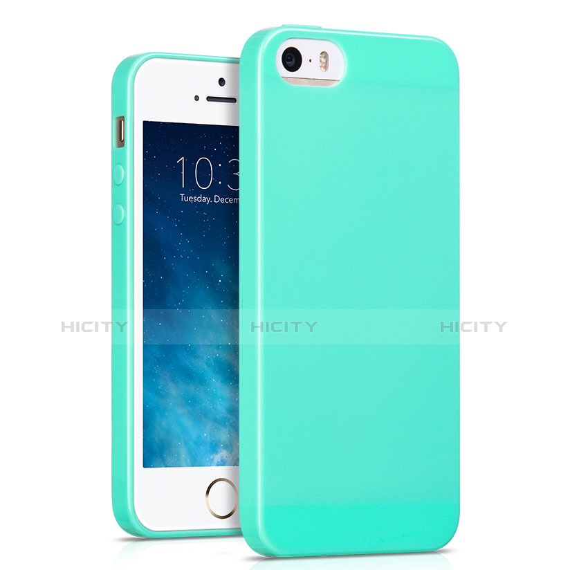 Funda Silicona Goma para Apple iPhone SE Cian