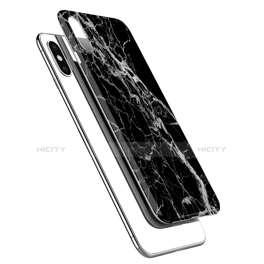 Funda Silicona Goma Patron de Marmol P02 para Apple iPhone Xs Negro