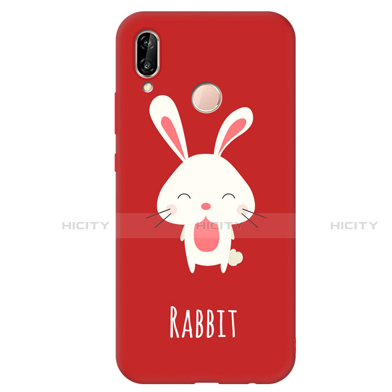 Funda Silicona Goma Patron de Moda Carcasa para Huawei Nova 3e Rojo