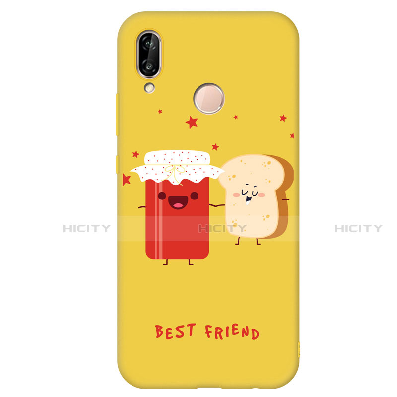 Funda Silicona Goma Patron de Moda Carcasa para Huawei P20 Lite Amarillo