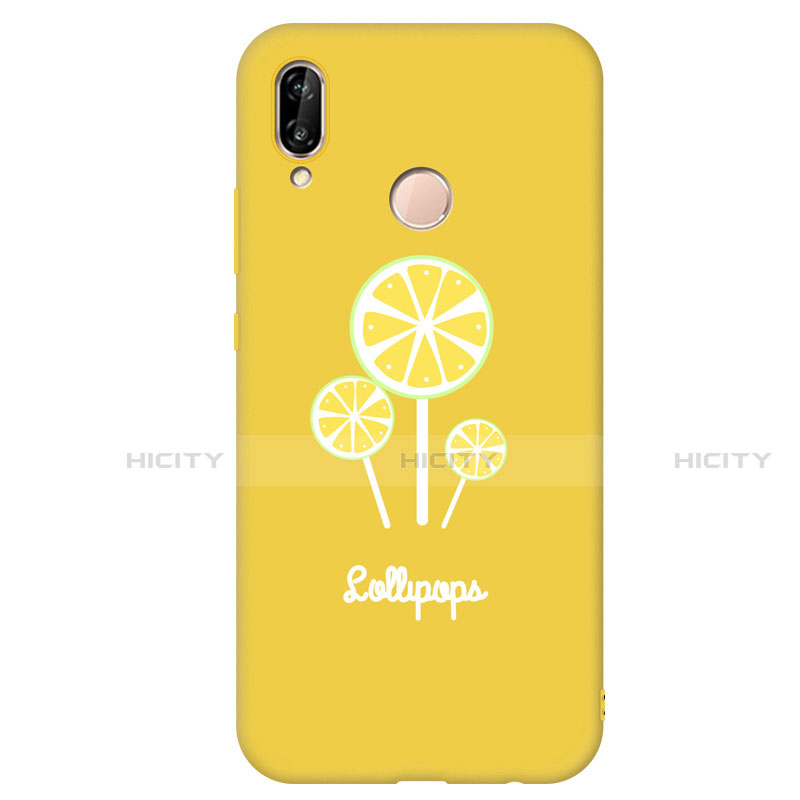 Funda Silicona Goma Patron de Moda Carcasa S01 para Huawei P20 Lite Amarillo