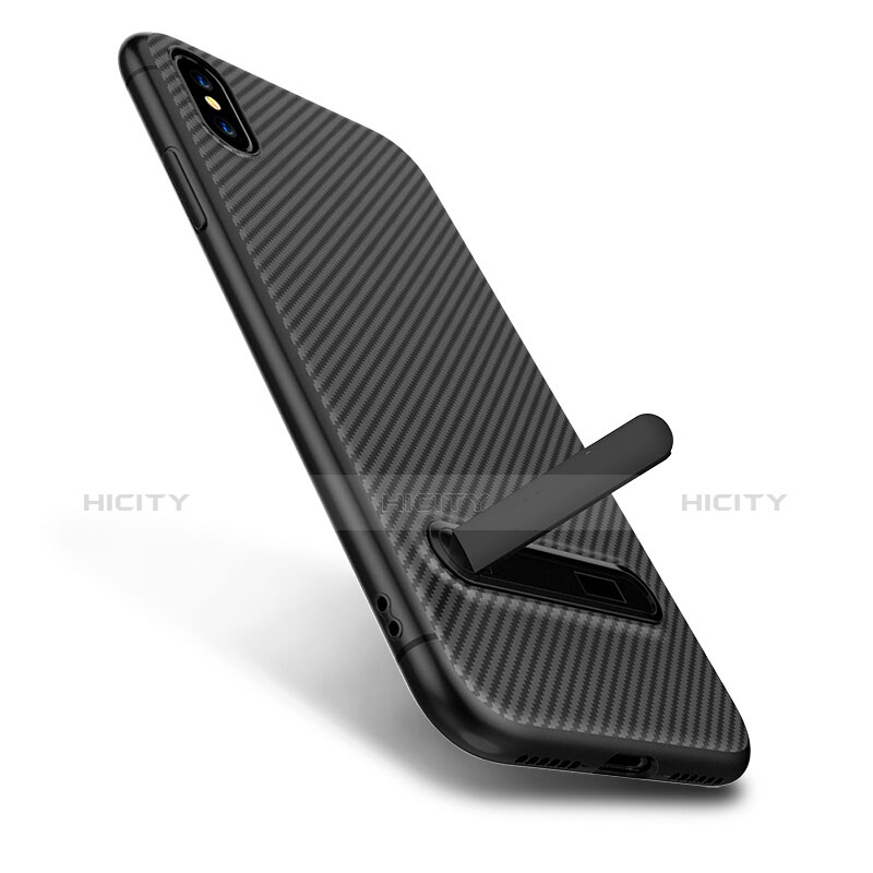 Funda Silicona Goma Twill con Soporte para Apple iPhone X Negro