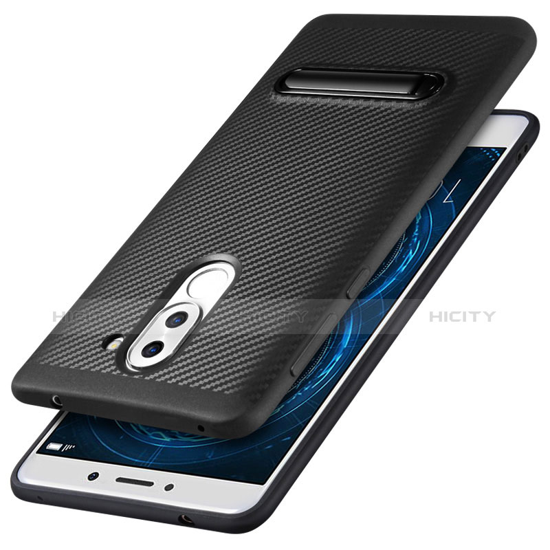 Funda Silicona Goma Twill con Soporte para Huawei GR5 (2017) Negro