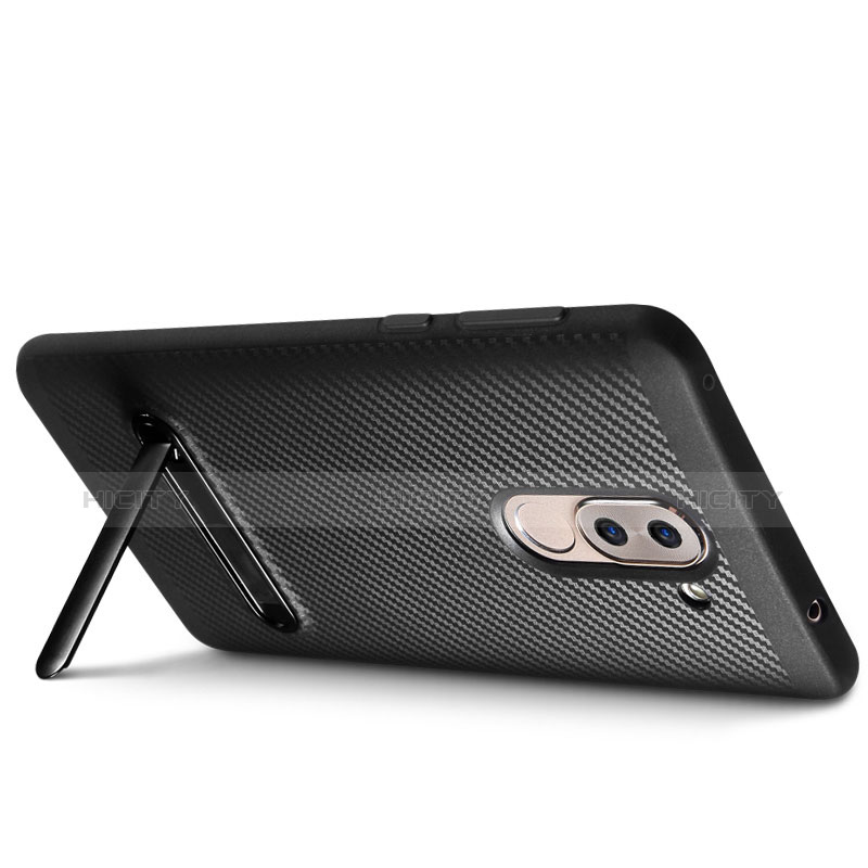 Funda Silicona Goma Twill con Soporte para Huawei GR5 (2017) Negro