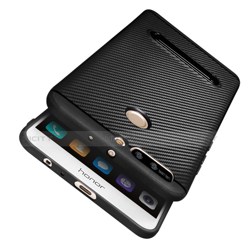 Funda Silicona Goma Twill con Soporte para Huawei Honor 8 Pro Negro