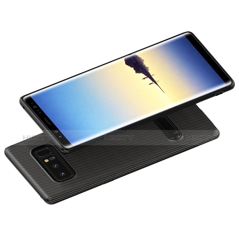 Funda Silicona Goma Twill con Soporte para Samsung Galaxy Note 8 Negro