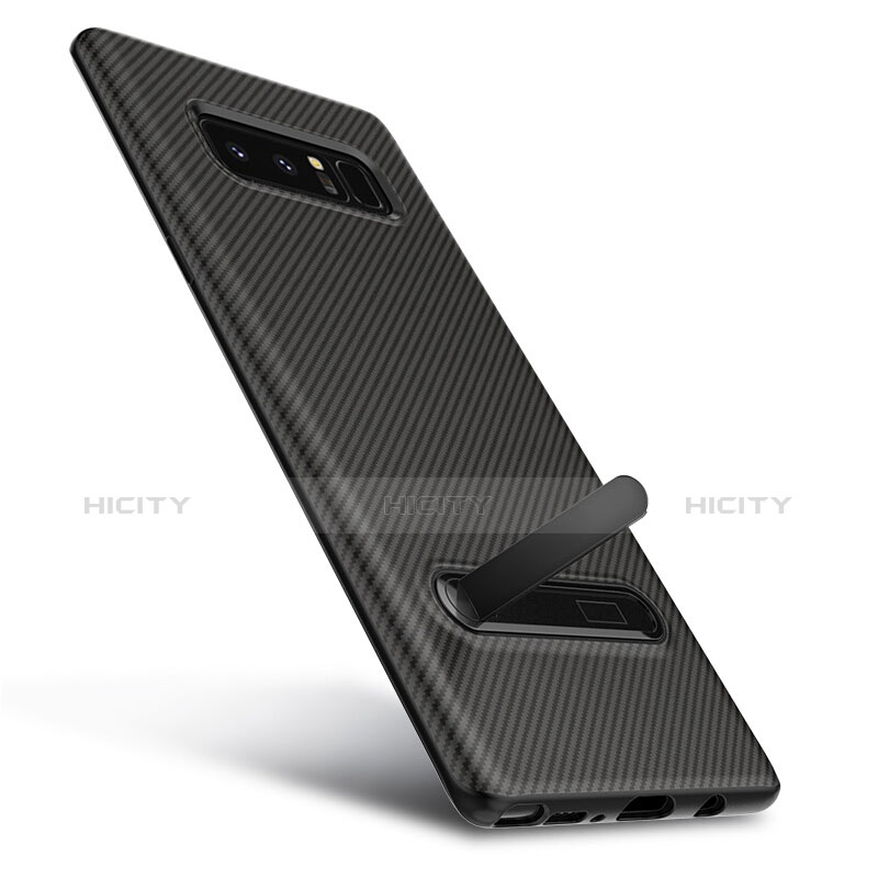 Funda Silicona Goma Twill con Soporte para Samsung Galaxy Note 8 Negro
