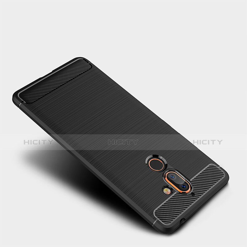 Funda Silicona Goma Twill para Nokia 7 Plus Negro