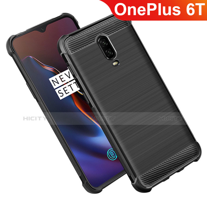 Funda Silicona Goma Twill para OnePlus 6T Negro