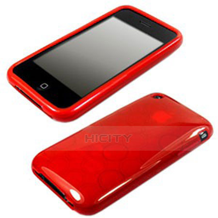 Funda Silicona Transparente Circulo para Apple iPhone 3G 3GS Rojo