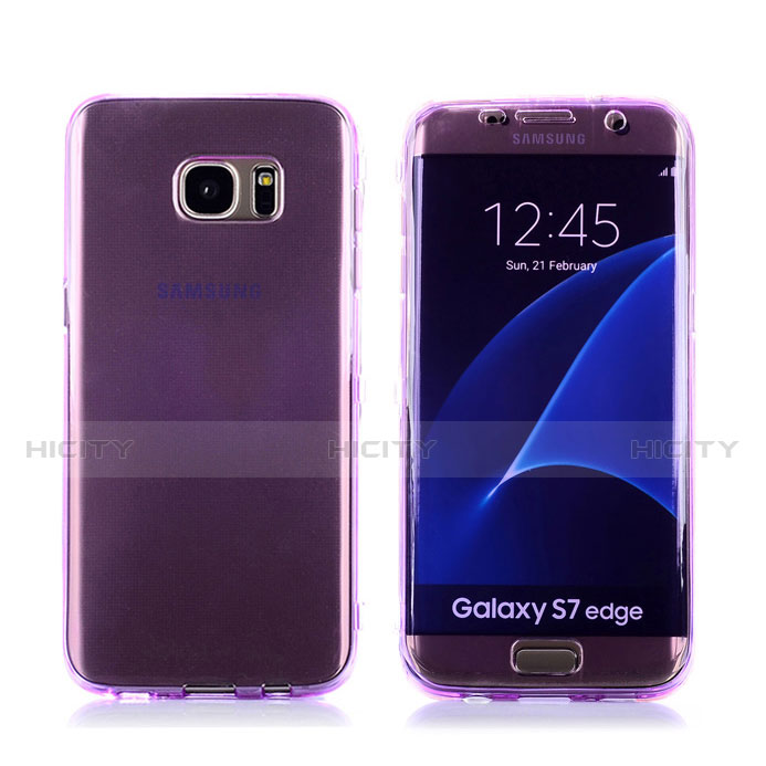 Funda Silicona Transparente Cubre Entero Carcasa para Samsung Galaxy S7 Edge G935F Morado