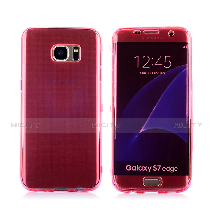 Funda Silicona Transparente Cubre Entero Carcasa para Samsung Galaxy S7 Edge G935F Rojo