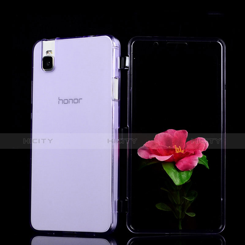 Funda Silicona Transparente Cubre Entero para Huawei Honor 7i shot X Morado