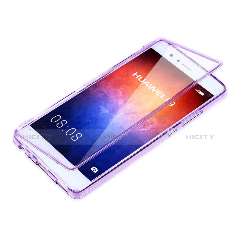 Funda Silicona Transparente Cubre Entero para Huawei P9 Morado