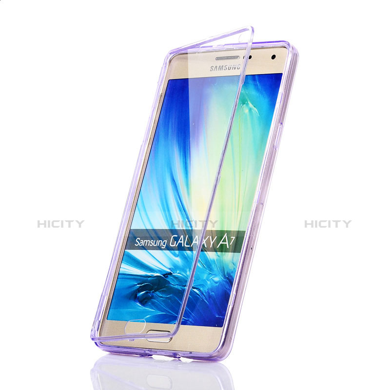 Funda Silicona Transparente Cubre Entero para Samsung Galaxy A7 Duos SM-A700F A700FD Morado