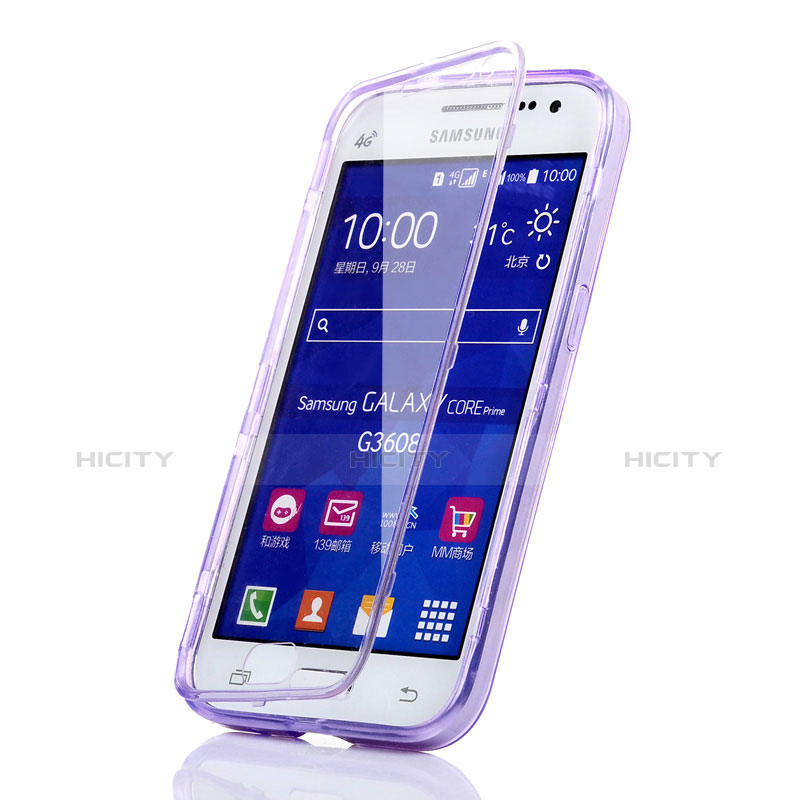 Funda Silicona Transparente Cubre Entero para Samsung Galaxy Core Prime G360F G360GY Morado