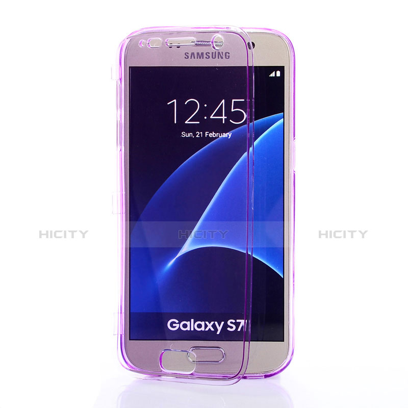 Funda Silicona Transparente Cubre Entero para Samsung Galaxy S7 G930F G930FD Morado