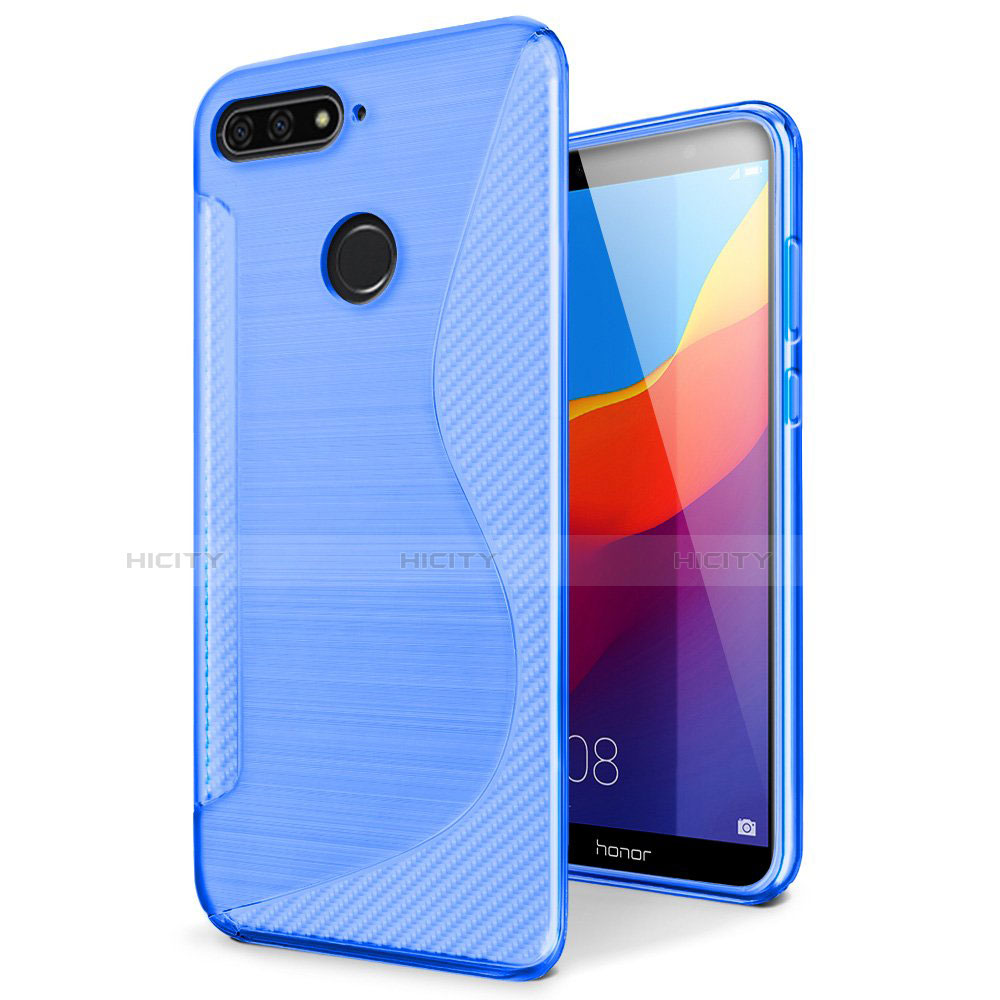 Funda Silicona Transparente S-Line Carcasa para Huawei Honor 7A Azul